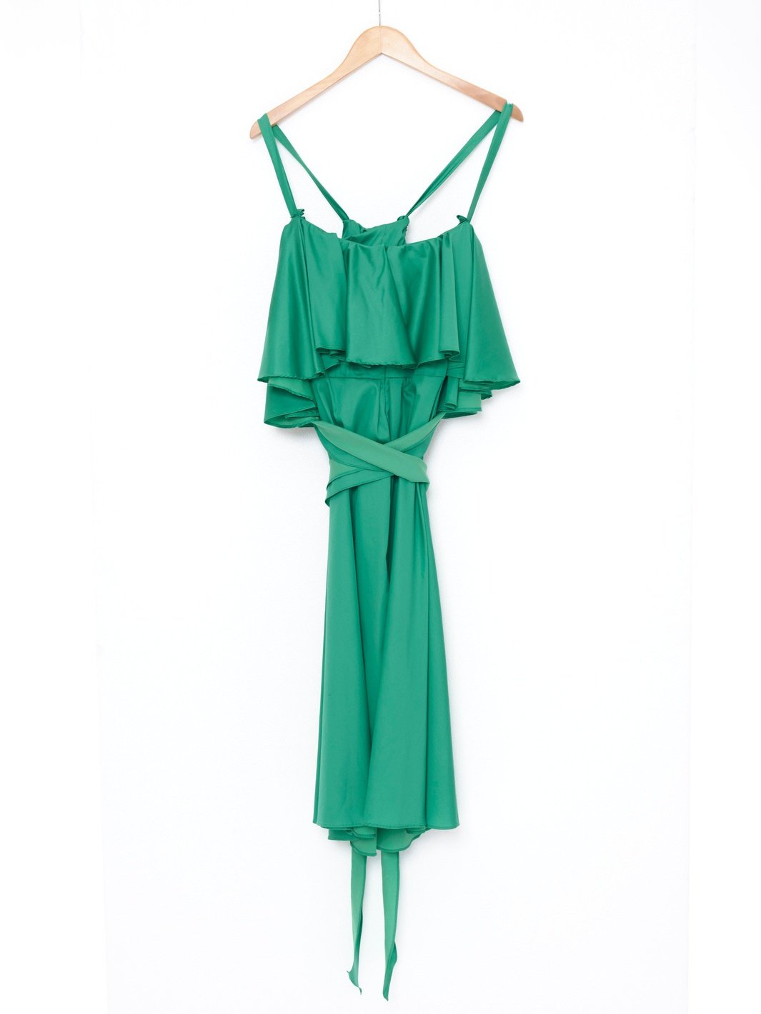 Y2K Alessandro De Benedetti green evening dress with ruffles