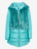Vintage Teal Blue Puffer Coat with Real Fur Inserts CVM26.6.125  Diego m 
