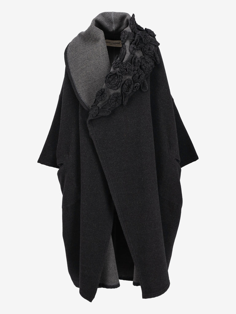 Dolce & Gabbana Vintage Oversized Wool Coat with Embroidered Roses W27526.201  Dolce & Gabbana 