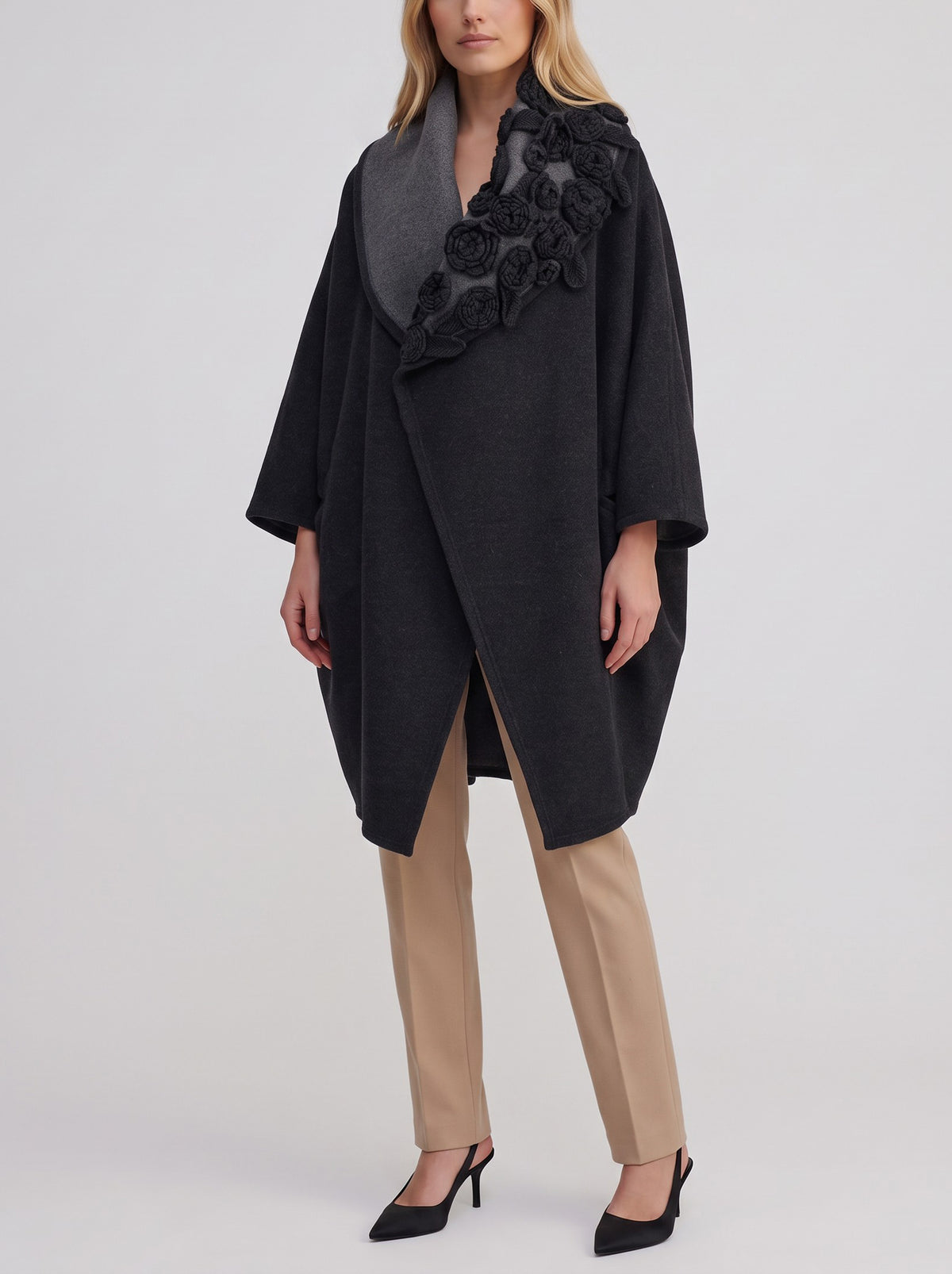 Dolce & Gabbana Vintage Oversized Wool Coat with Embroidered Roses W27526.201  Dolce & Gabbana 