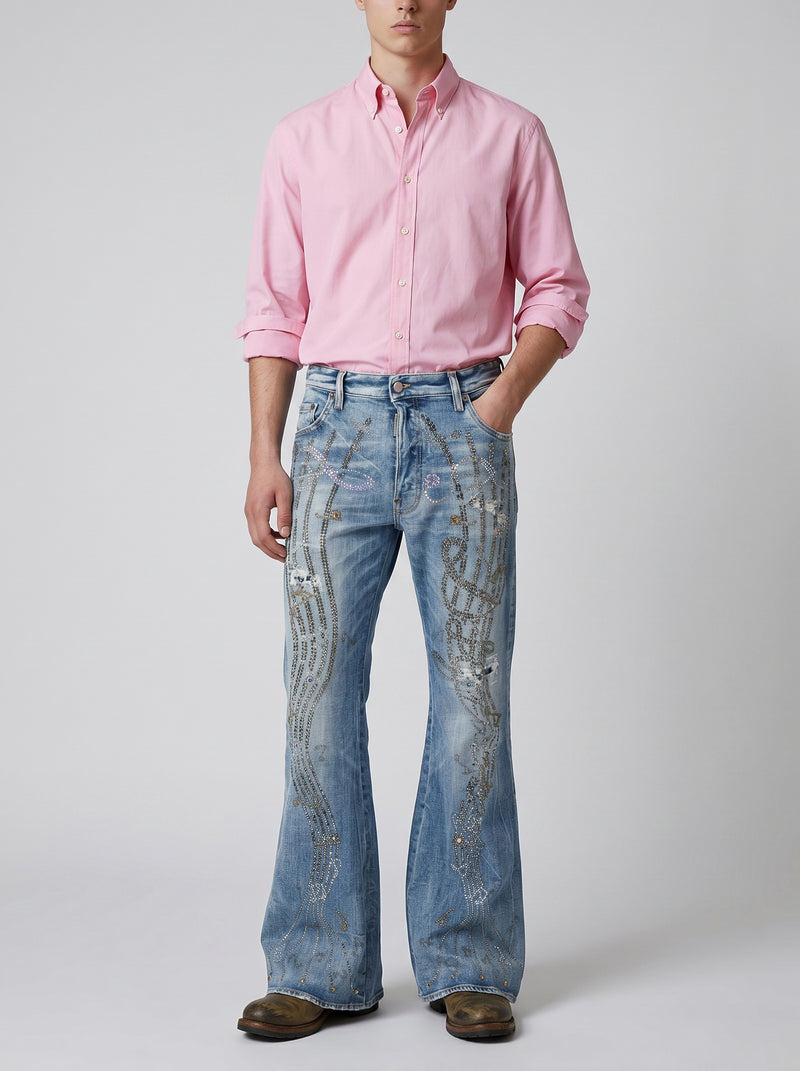 Dsquared2 Bob Jean Flare Denim Pants with Rhinestone Embellishment CVM26.23.11  Dsquared² 