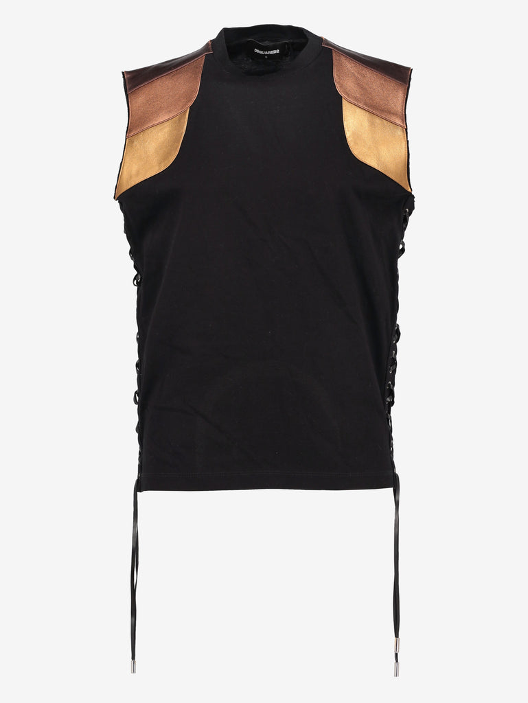 DSQUARED2 Sleeveless Mini T-Shirt with Metallic Inserts CVM26.23.141  Dsquared² 