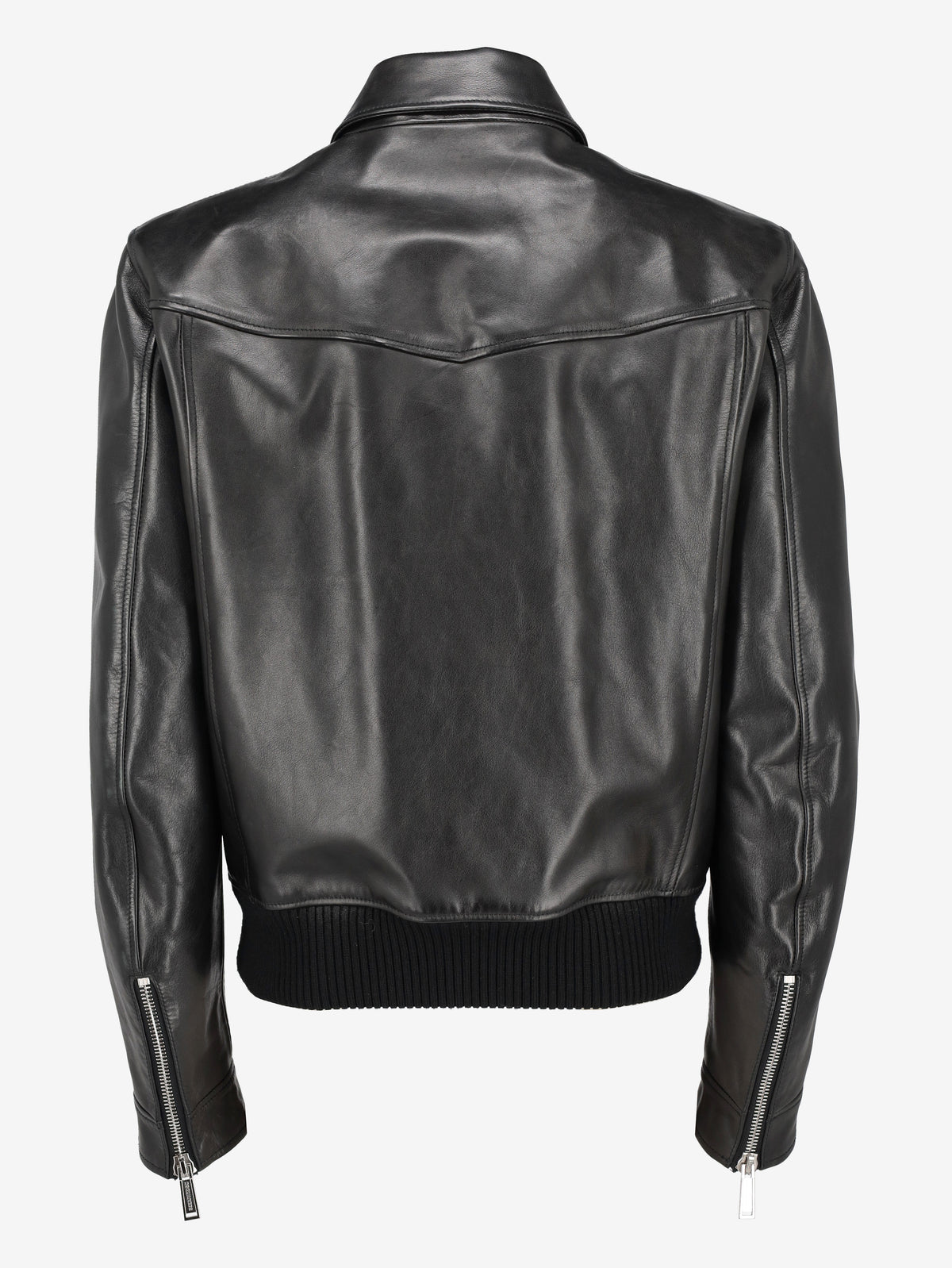Dsquared2 Calf Leather Biker Jacket with Ribbed Hem CVM26.23.28  Dsquared² 
