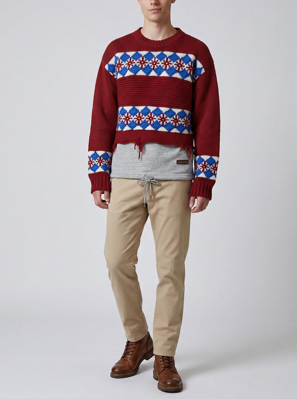 Dsquared2 Layered Knit Sweater with Snowflake Motif CVM26.23.81  Dsquared² 