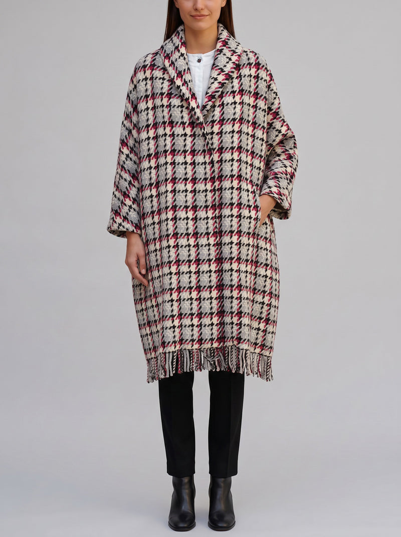 Ermanno Scervino Knit Coat with Graphic Houndstooth Pattern CVM26.22.29  Ermanno Scervino 