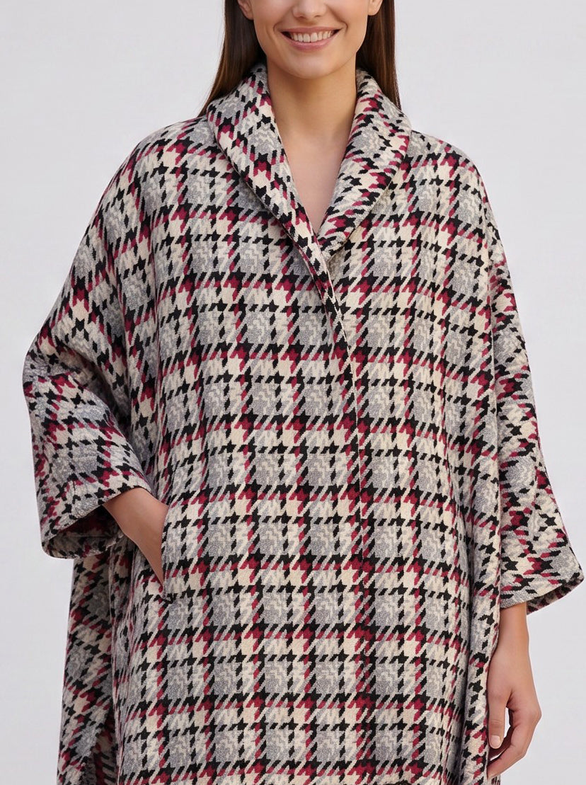 Ermanno Scervino Knit Coat with Graphic Houndstooth Pattern CVM26.22.29  Ermanno Scervino 