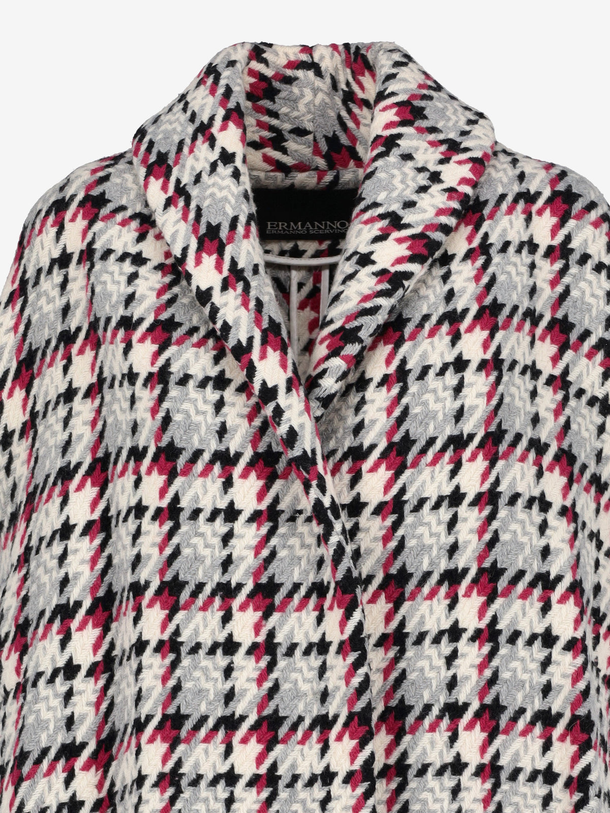 Ermanno Scervino Knit Coat with Graphic Houndstooth Pattern CVM26.22.29  Ermanno Scervino 