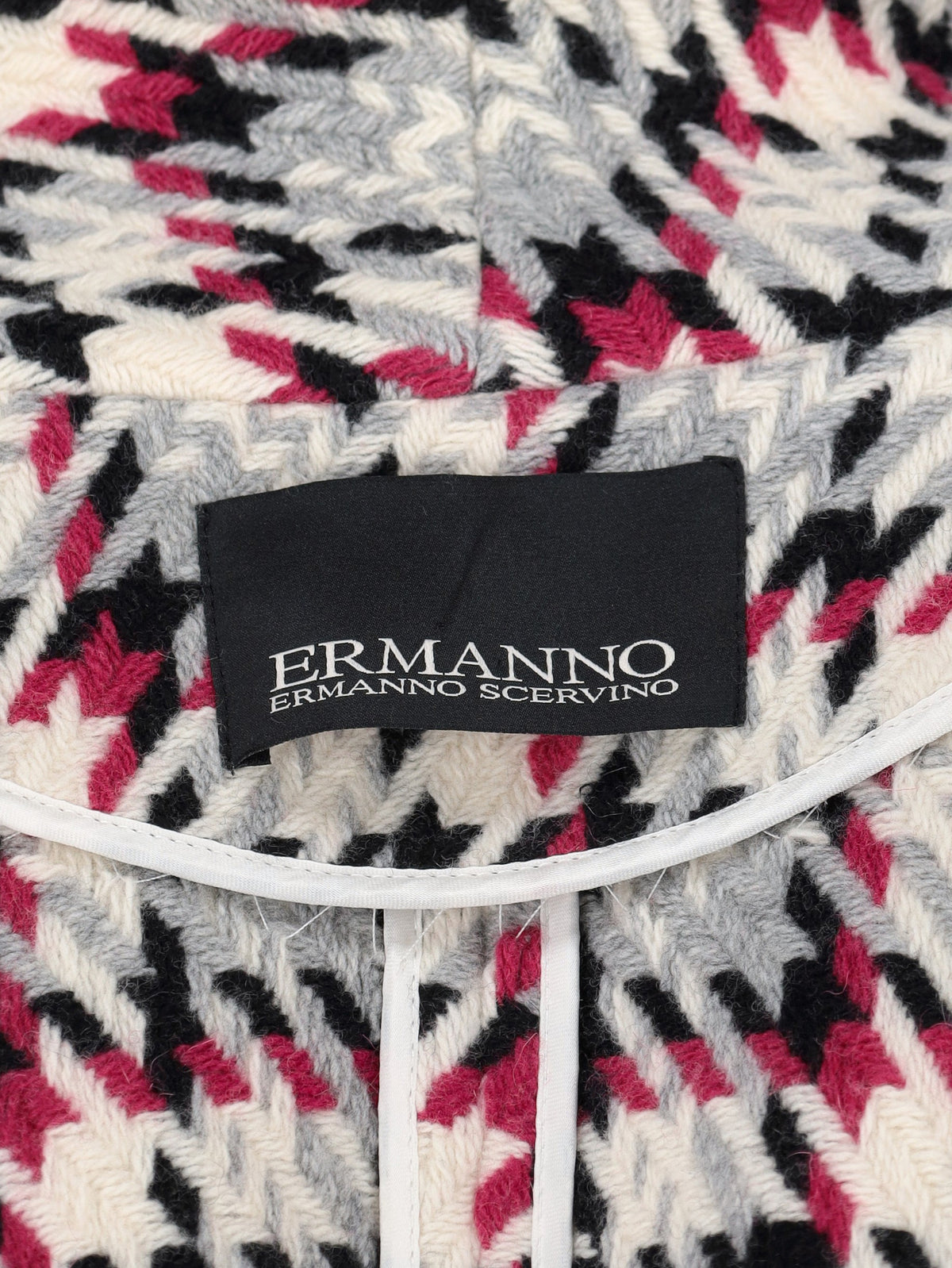 Ermanno Scervino Knit Coat with Graphic Houndstooth Pattern CVM26.22.29  Ermanno Scervino 