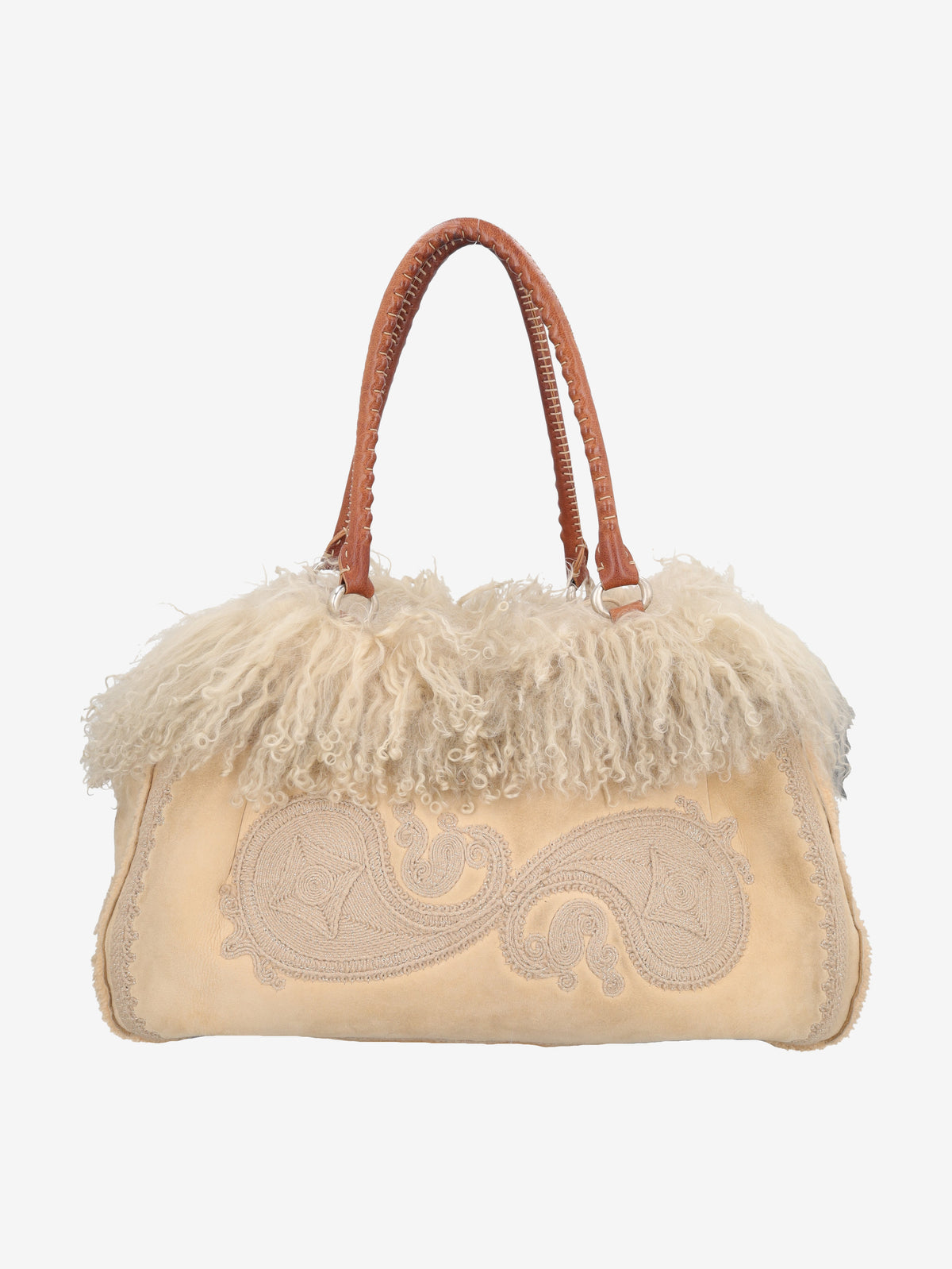 Ermanno Scervino Leather & Shearling-Effect Tote Bag W27526.175  Ermanno Scervino 