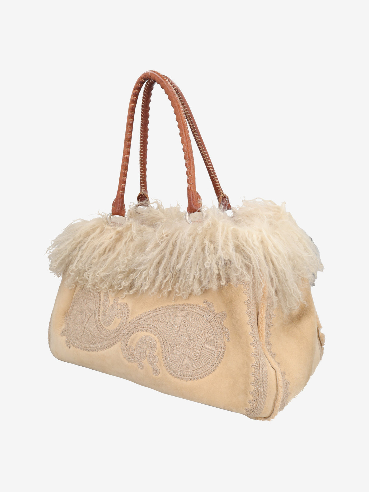 Ermanno Scervino Leather & Shearling-Effect Tote Bag W27526.175  Ermanno Scervino 