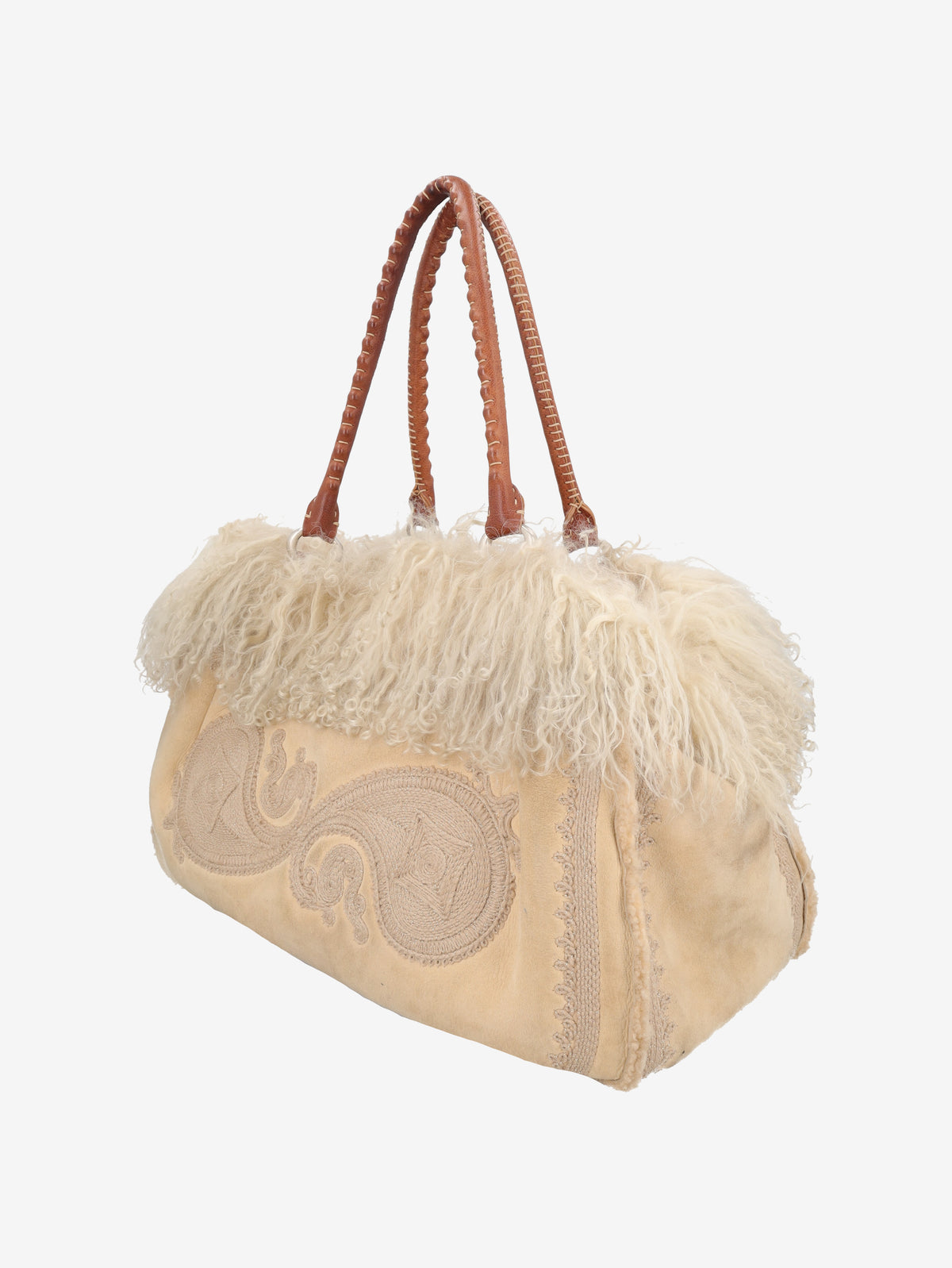 Ermanno Scervino Leather & Shearling-Effect Tote Bag W27526.175  Ermanno Scervino 