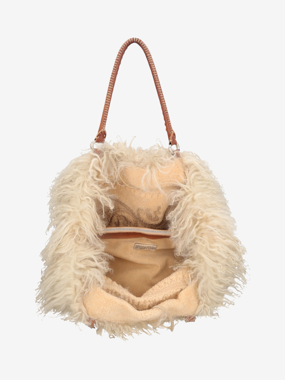 Ermanno Scervino Leather & Shearling-Effect Tote Bag W27526.175  Ermanno Scervino 