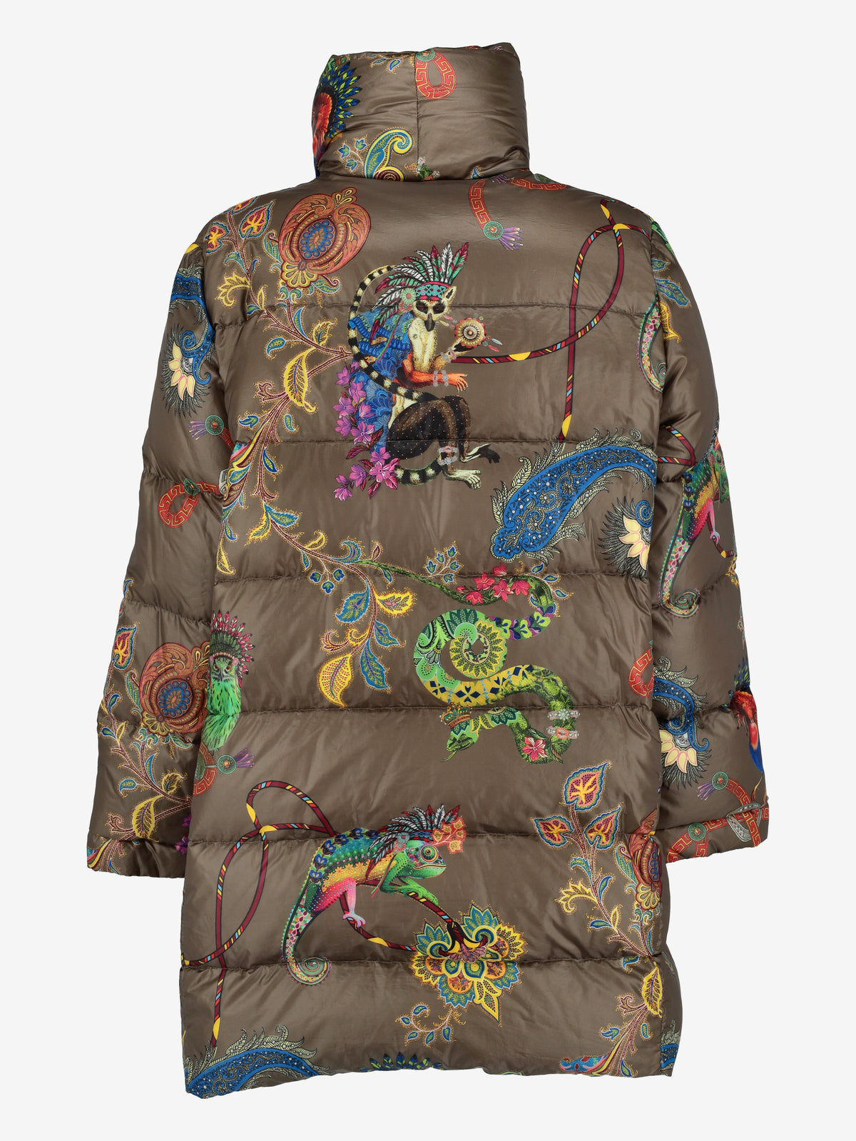 Etro Multicolor Printed Puffer Jacket with Tropical Animal Motifs CVM26.22.38  Etro 