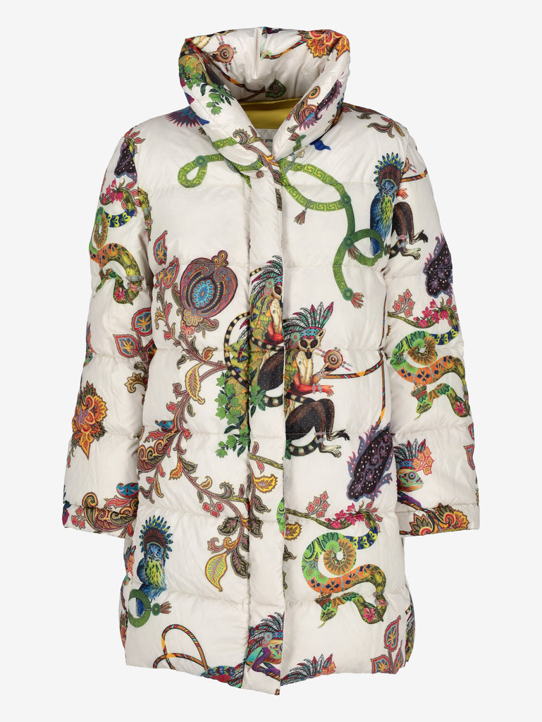 Etro Multicolor Printed Puffer Jacket with Tropical Animal Motifs CVM26.22.39  Etro 