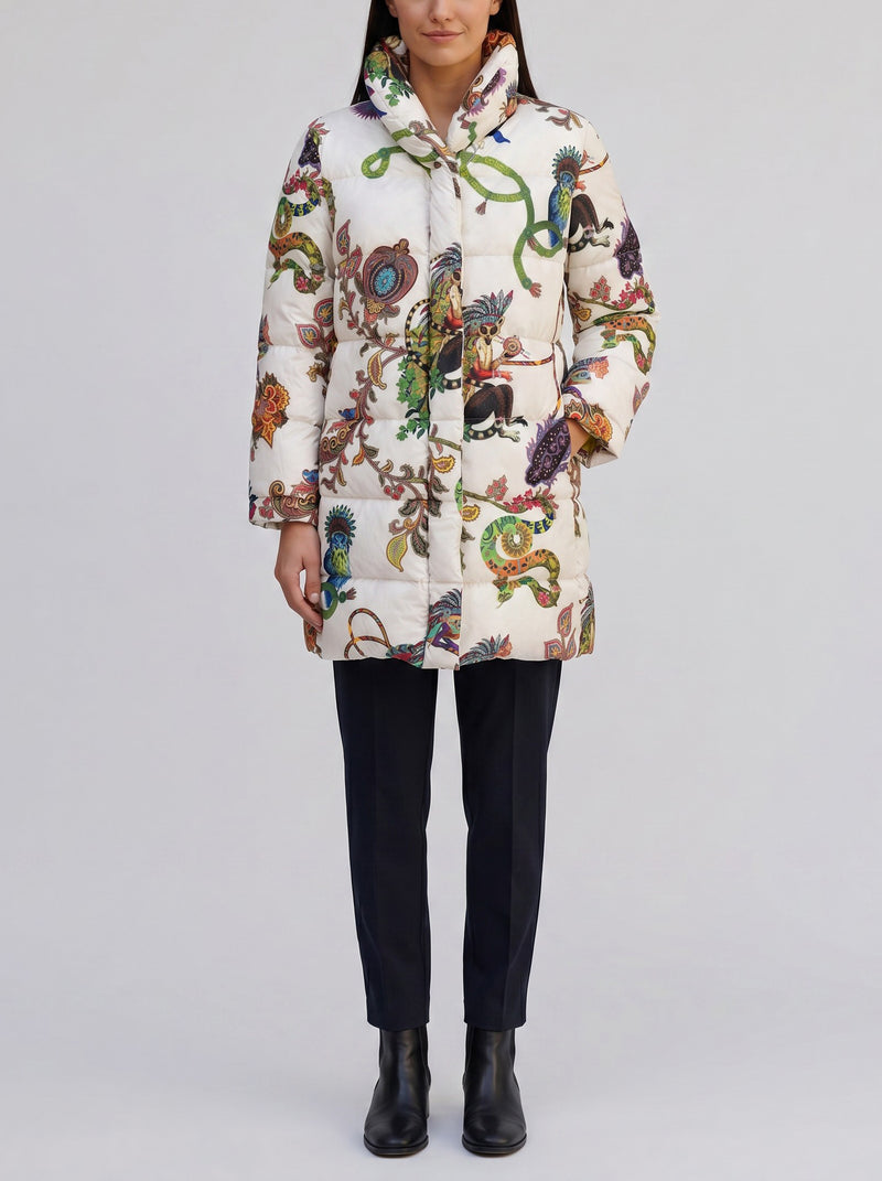 Etro Multicolor Printed Puffer Jacket with Tropical Animal Motifs CVM26.22.39  Etro 
