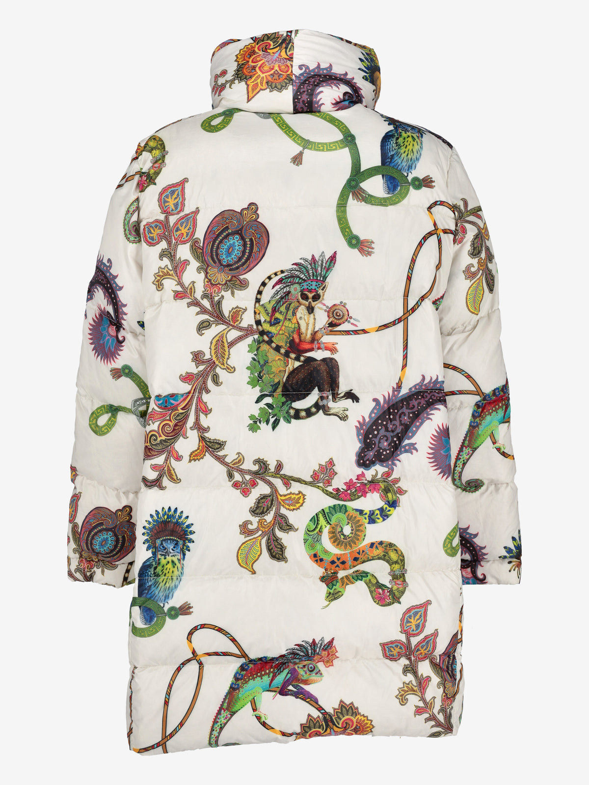 Etro Multicolor Printed Puffer Jacket with Tropical Animal Motifs CVM26.22.39  Etro 