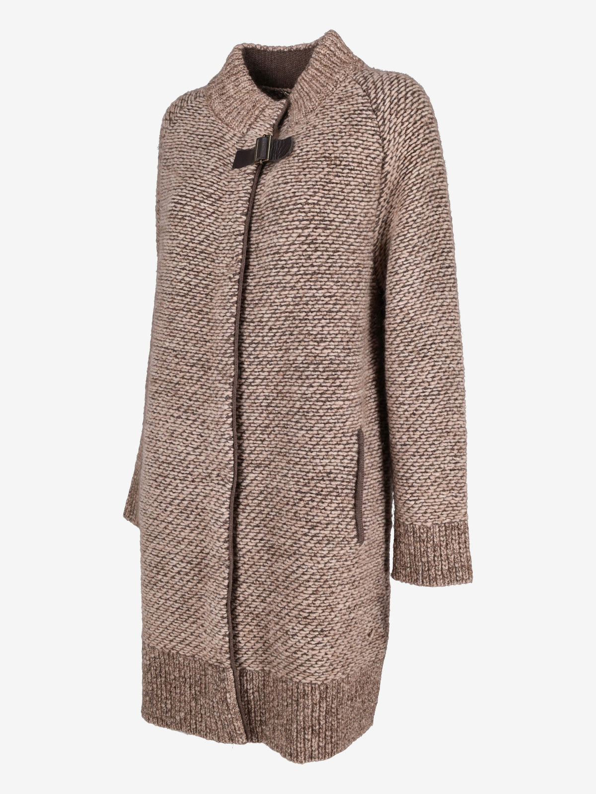 Falconeri Textured Knitted Long Coat with Buckle Detail CVM26.22.6  Falconeri 