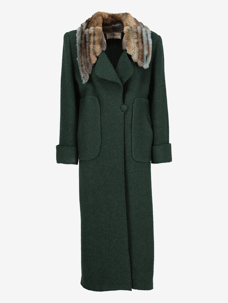 Fendi Heavy Wool Coat with Rabbit Fur Collar W27526.165  Fendi 