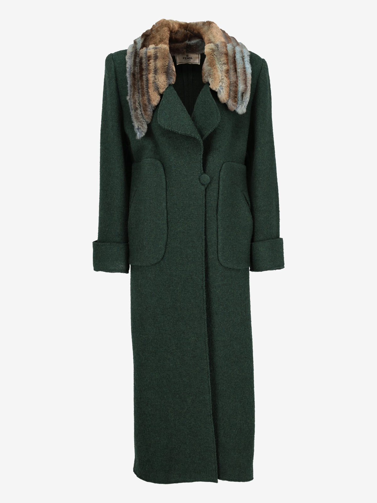 Fendi Heavy Wool Coat with Rabbit Fur Collar W27526.165  Fendi 