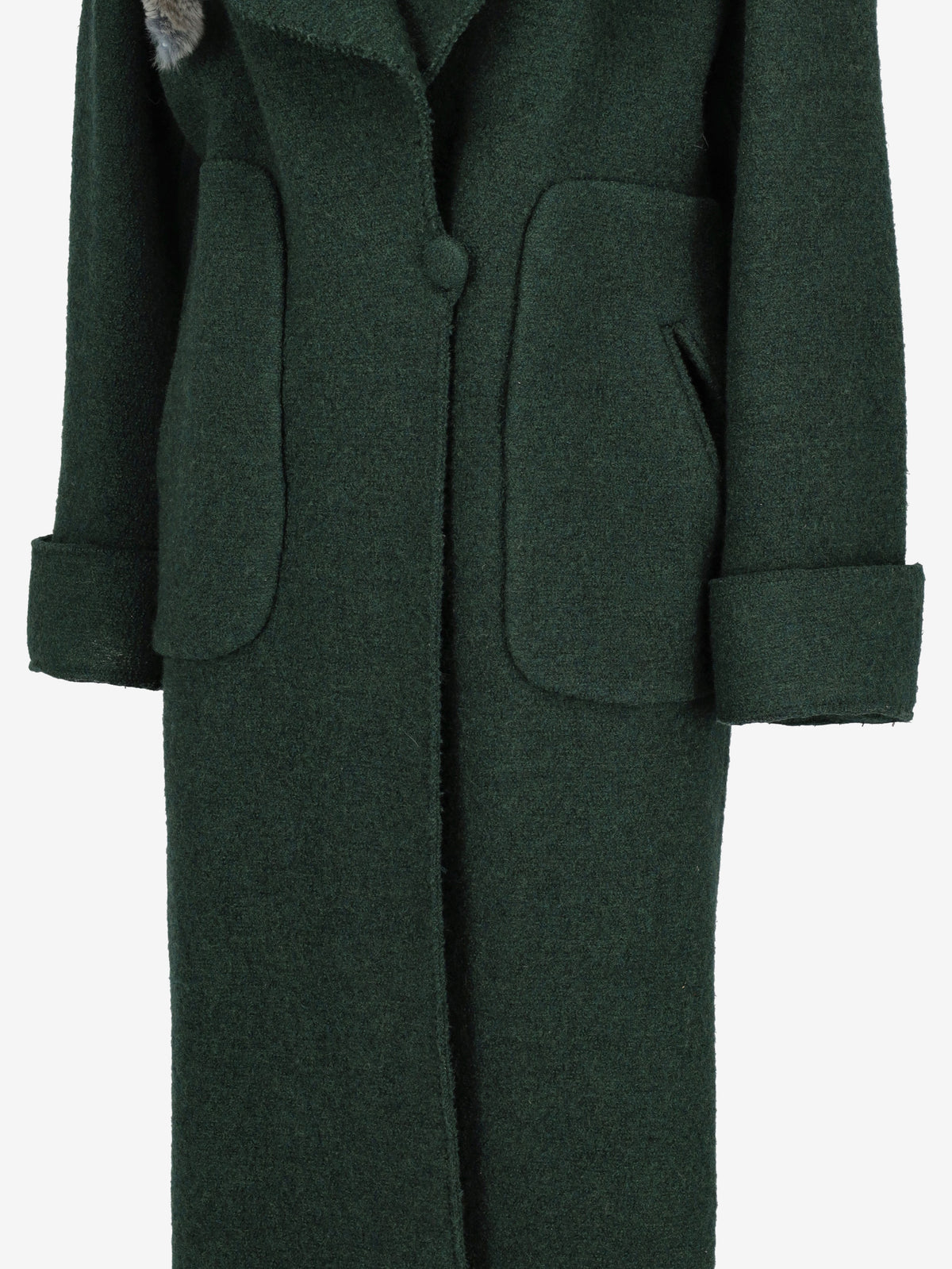 Fendi Heavy Wool Coat with Rabbit Fur Collar W27526.165  Fendi 