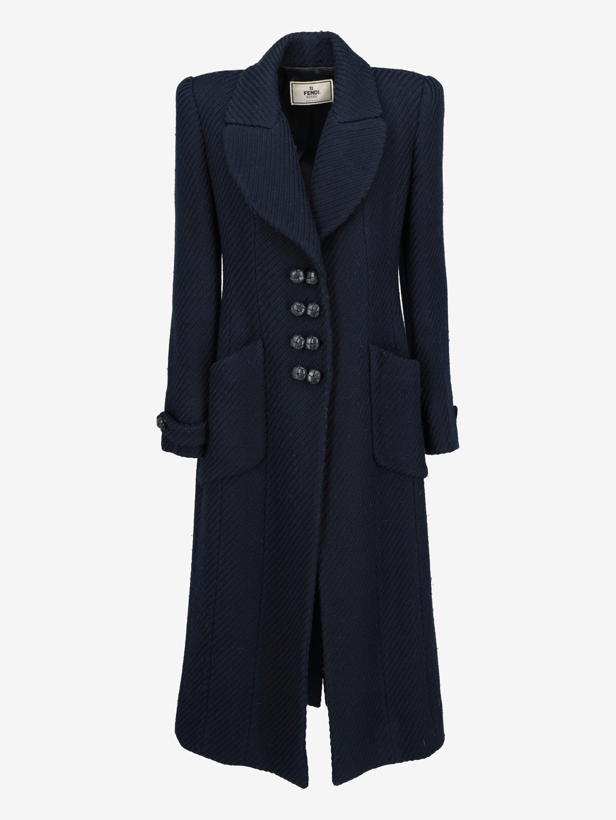 Fendi Vintage Wool-Blend Textured Coat with Oversized Collar W27526.183  Fendi 