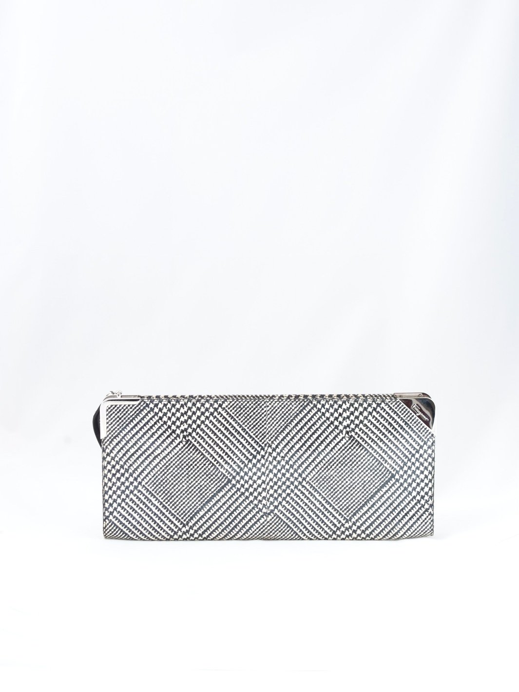 1990s Salvatore Ferragamo leather handbag with pied de poule print MR700725  Ferragamo 