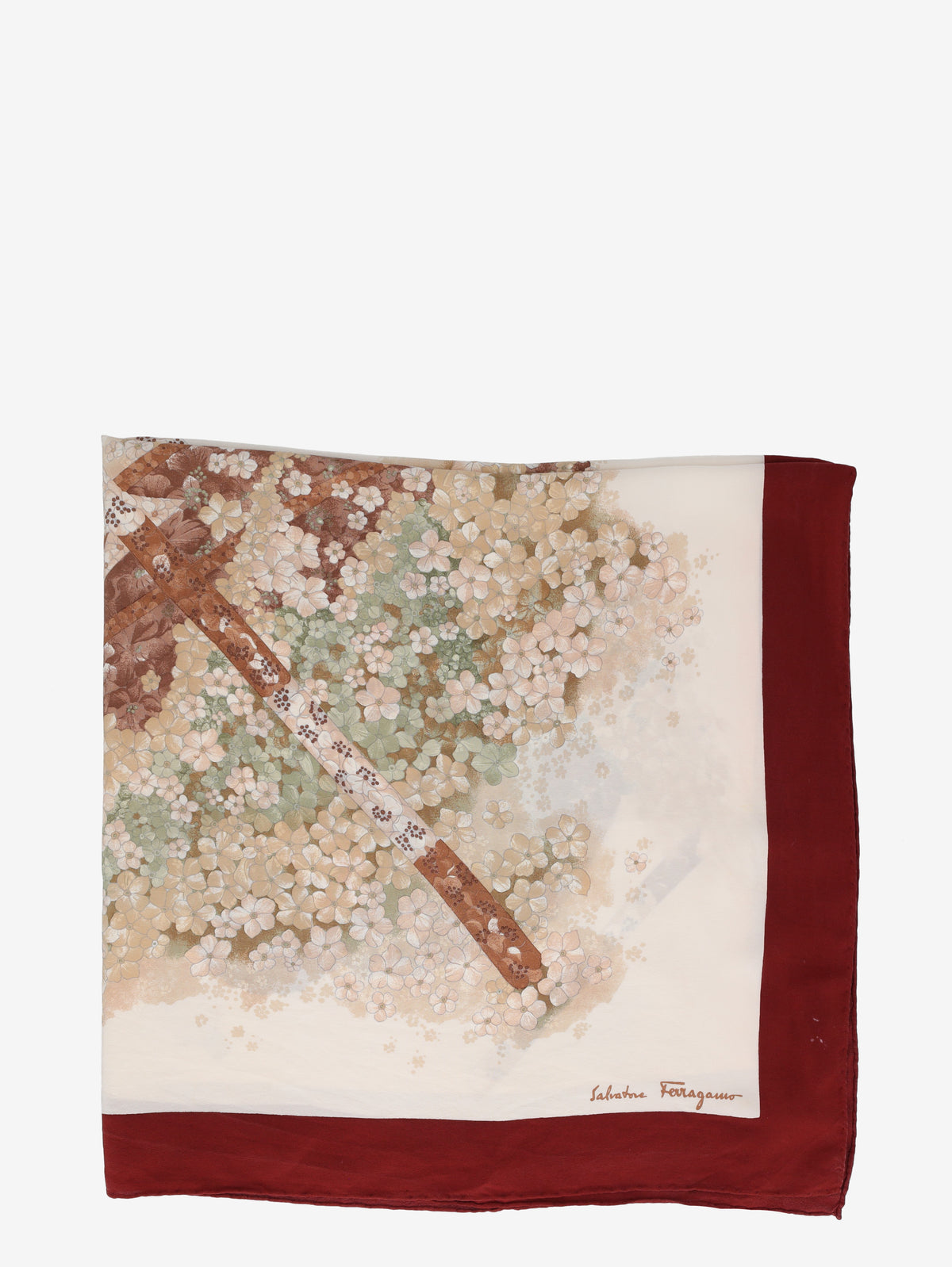 Salvatore Ferragamo Silk Scarf with Rowing Regatta Motif W150626.30  Ferragamo 
