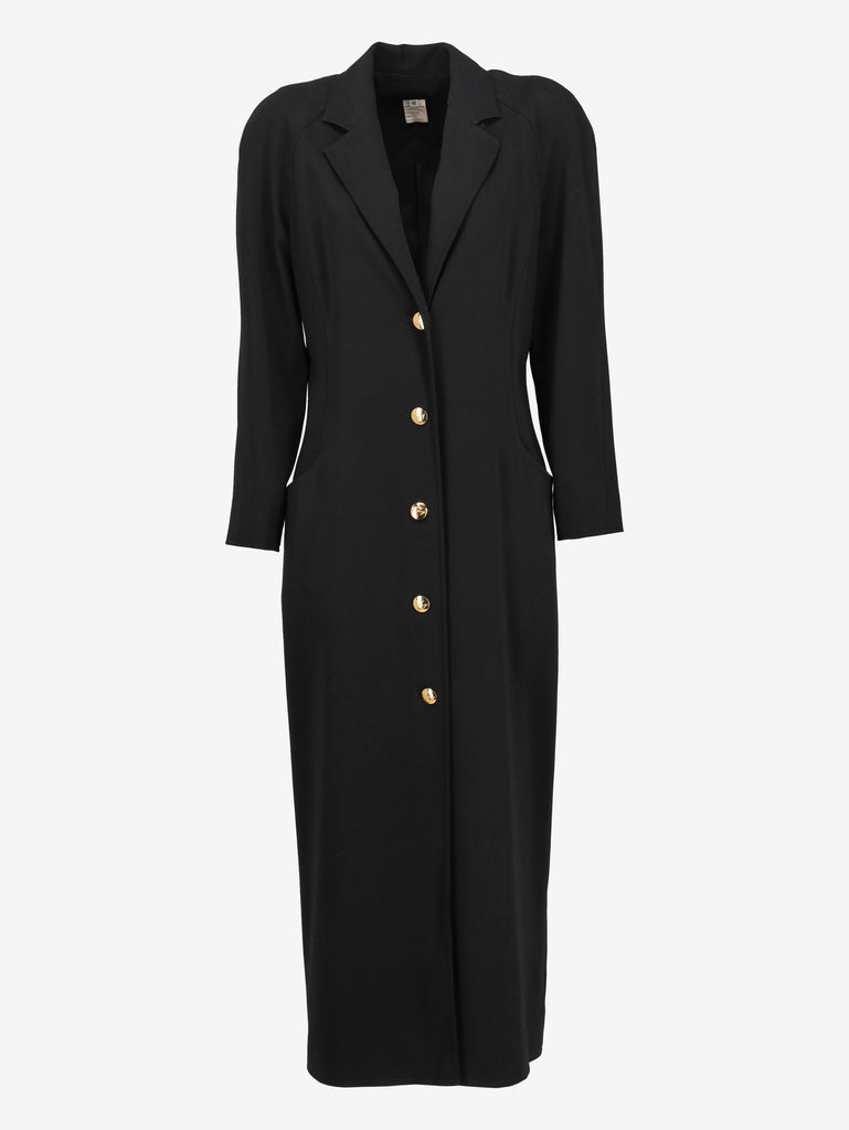 Genny Vintage Wool Coat with Gold-Tone Logo Buttons W27526.196  Genny 
