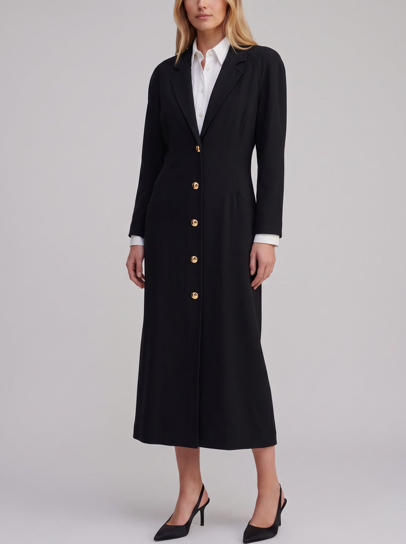 Genny Vintage Wool Coat with Gold-Tone Logo Buttons W27526.196  Genny 