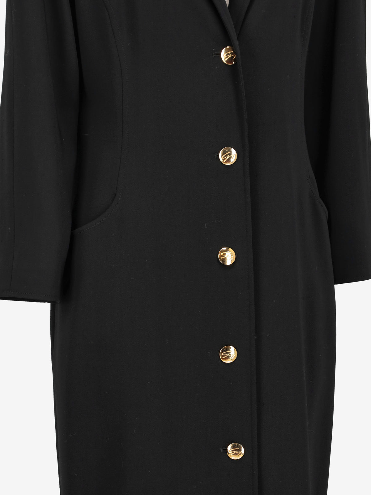 Genny Vintage Wool Coat with Gold-Tone Logo Buttons W27526.196  Genny 