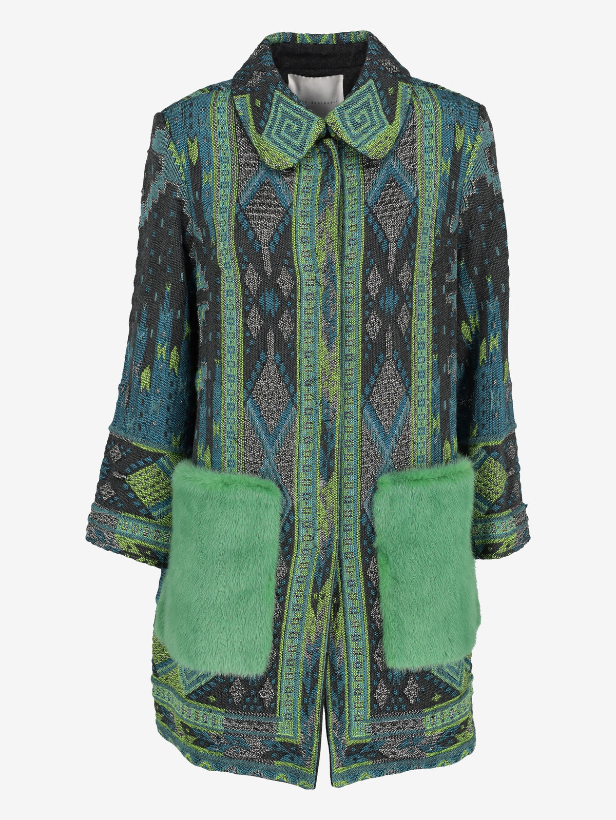 Giada Benincasa Jacquard Coat with Fur Pockets CVM26.6.127  Giada benincasa 