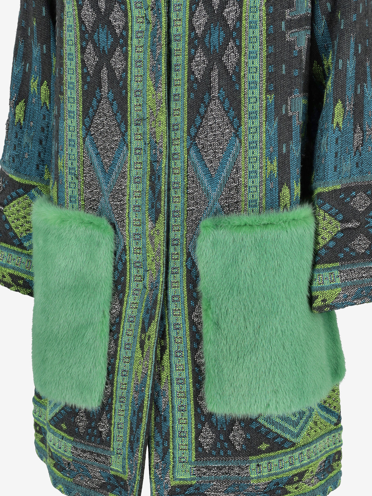 Giada Benincasa Jacquard Coat with Fur Pockets CVM26.6.127  Giada benincasa 
