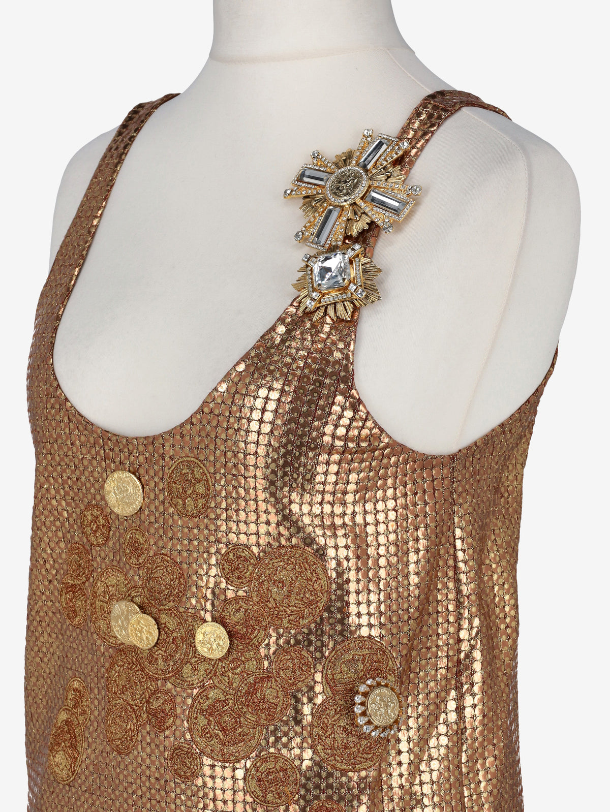 Gianfranco Ferré Rare Archive Gold Mesh Jewel Dress - FW 1991 W2511.128  Gianfranco Ferré 