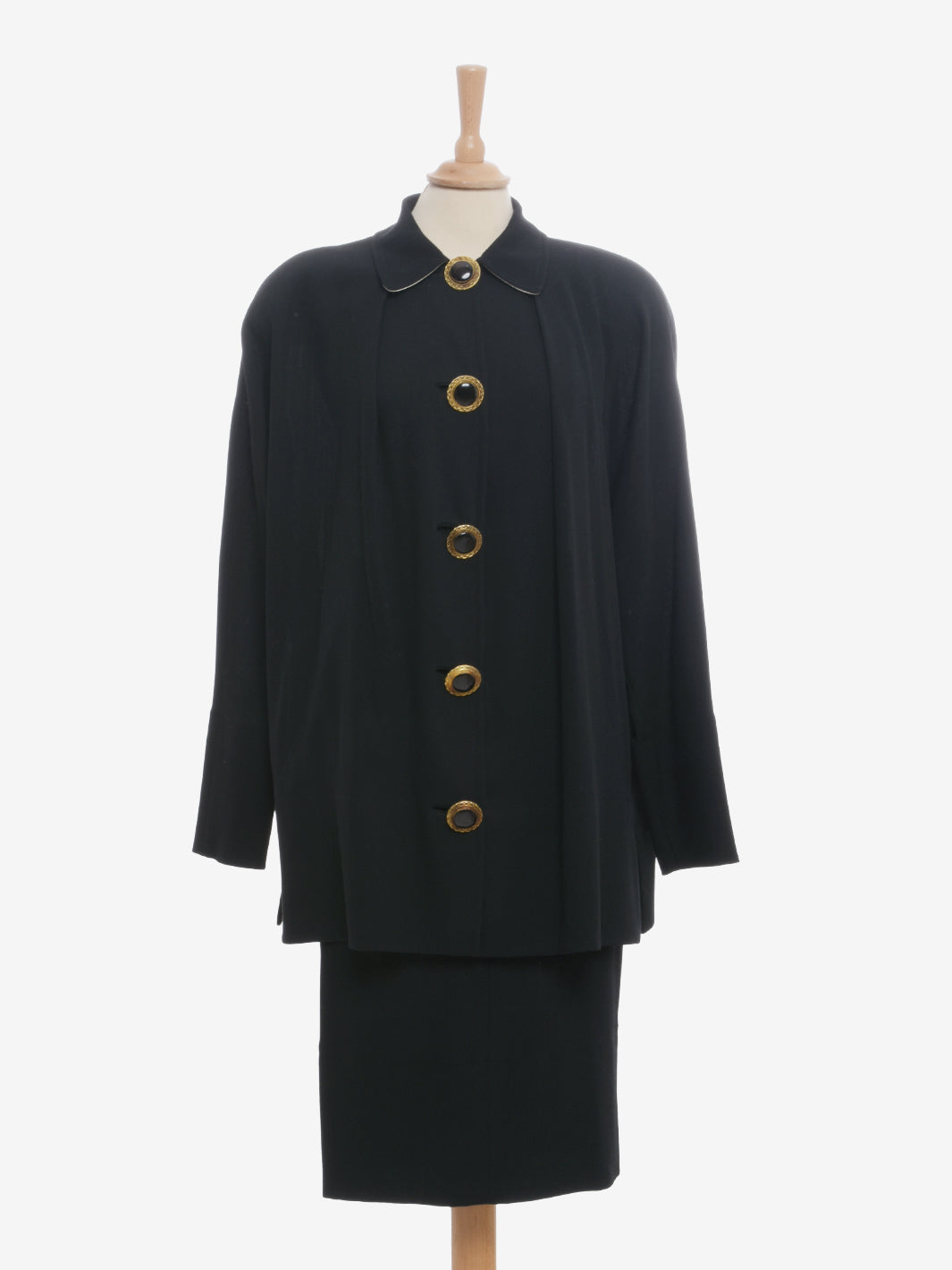 Gianfranco Ferré Black Suit With Jewels Buttons - 80s