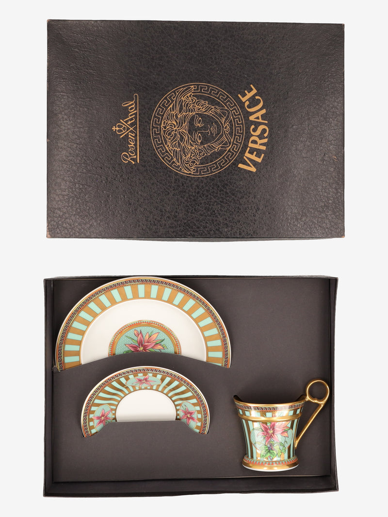 Rosenthal Meets Versace "Floral Elegy" 3-Piece Porcelain Coffee / Tea Set MR12926.40.2  Gianni Versace 