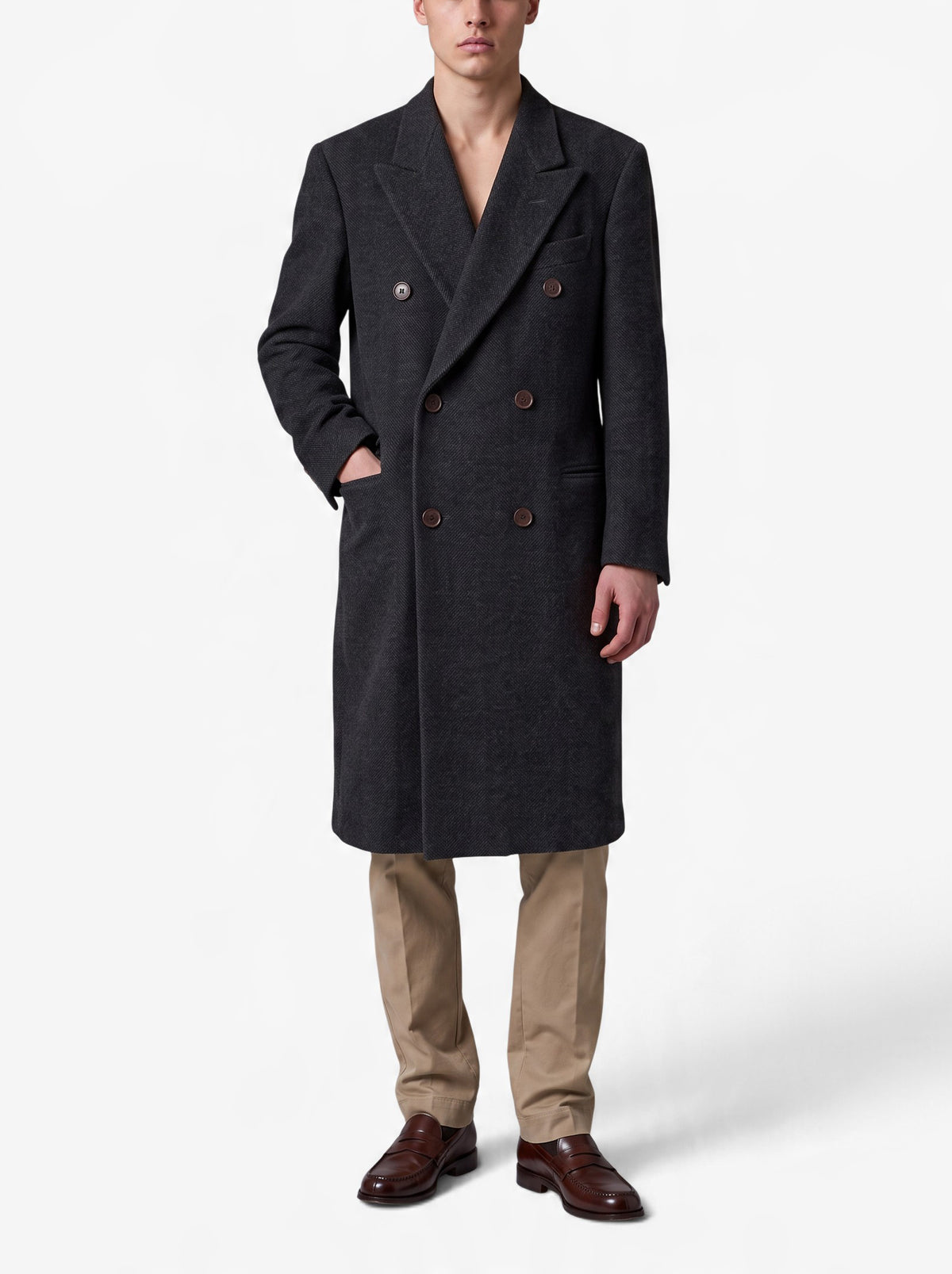 Giorgio Armani Grey Wool-Blend Double-Breasted Coat MU260921.72  Giorgio Armani 