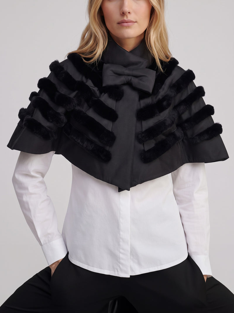 Giorgio Armani Vintage Mini Cape with Fur Inserts W27526.179  Giorgio Armani 