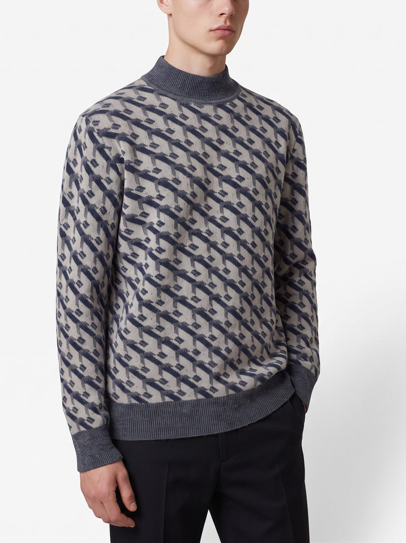 Giorgio Armani Geometric Pattern Wool-Blend Turtleneck Sweater W290926.3  Giorgio Armani 