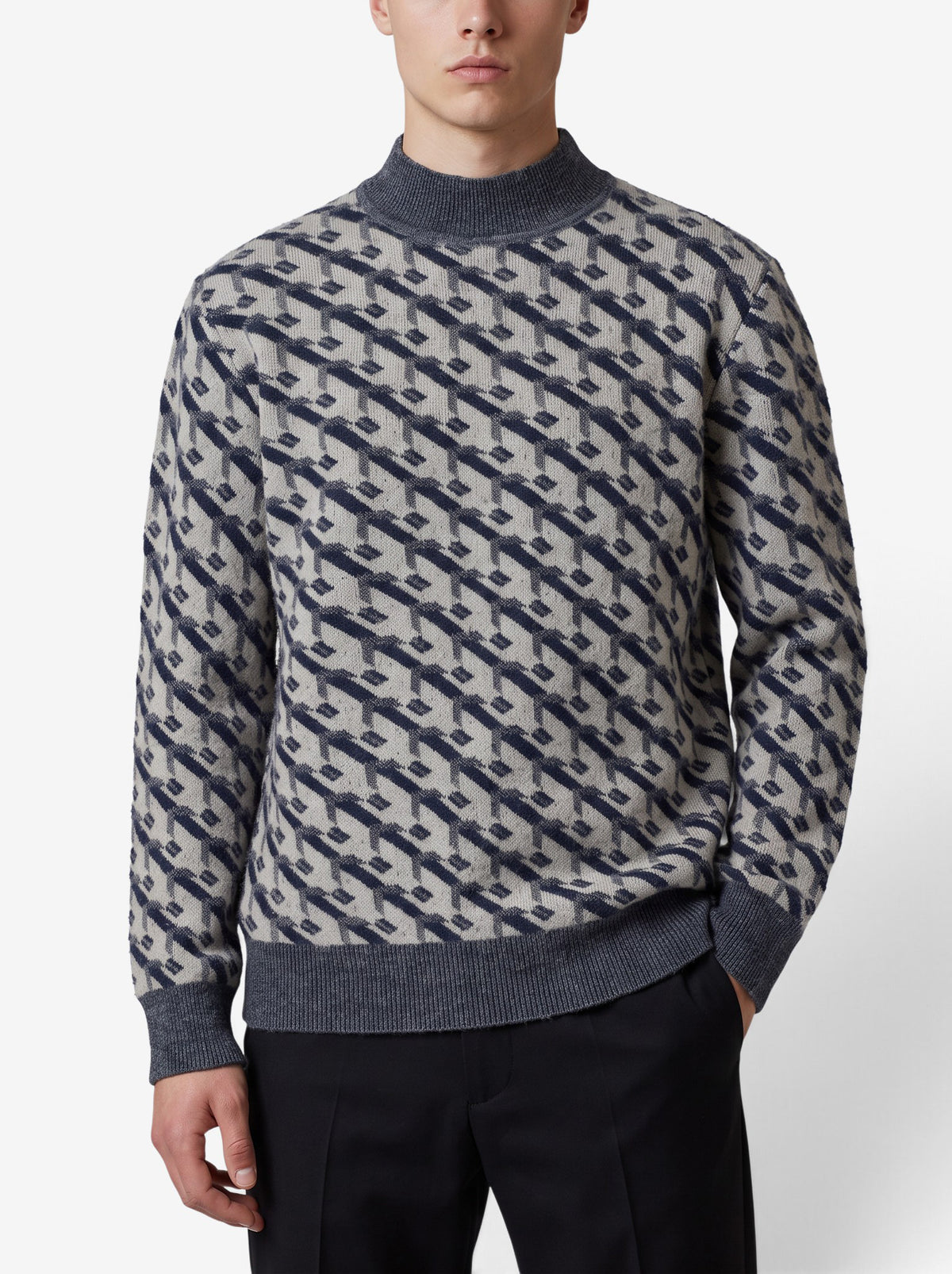 Giorgio Armani Geometric Pattern Wool-Blend Turtleneck Sweater W290926.3  Giorgio Armani 