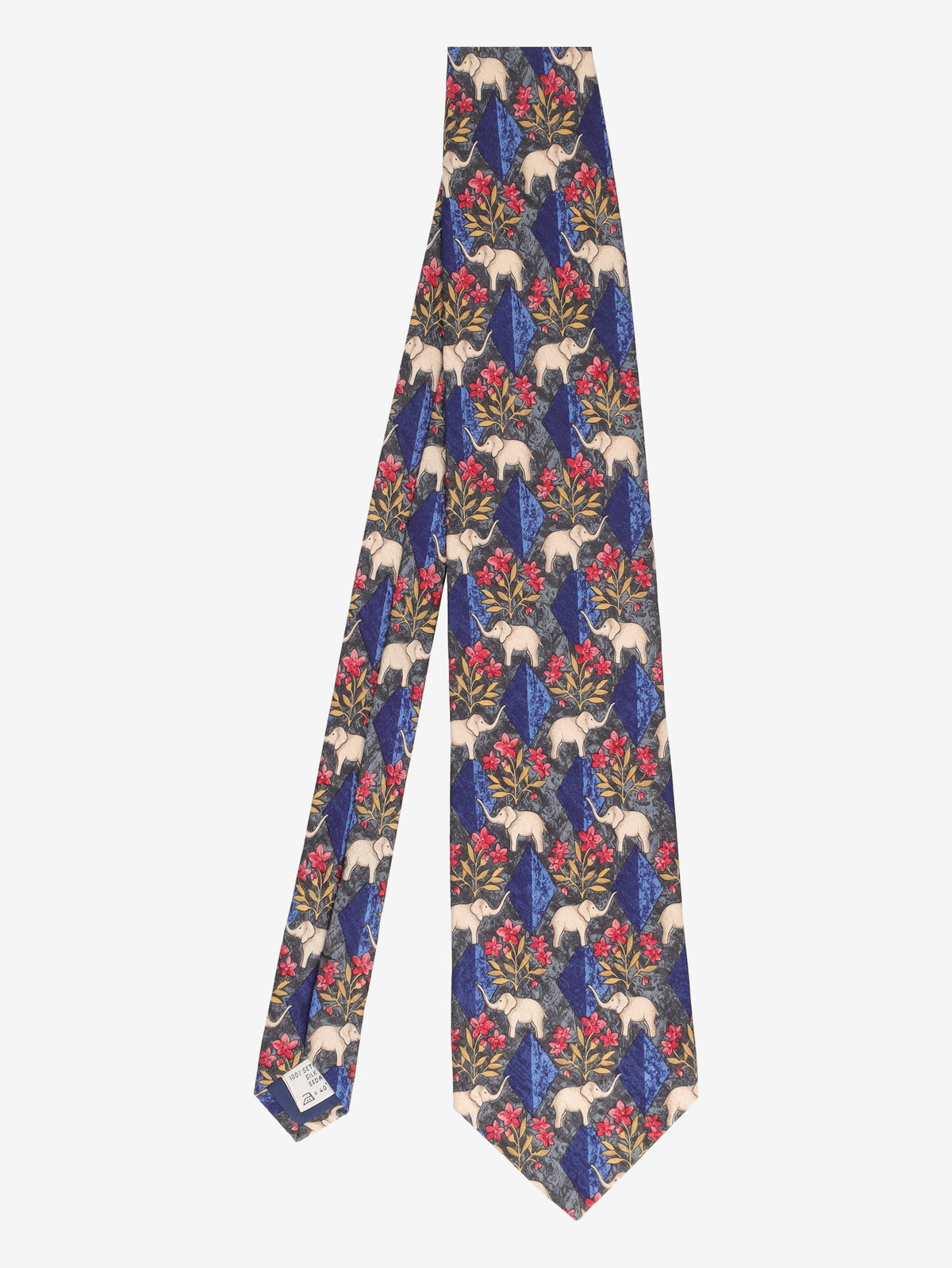 Givenchy Blue Silk Tie with Elephant and Floral Motifs MU260921.96  Givenchy 