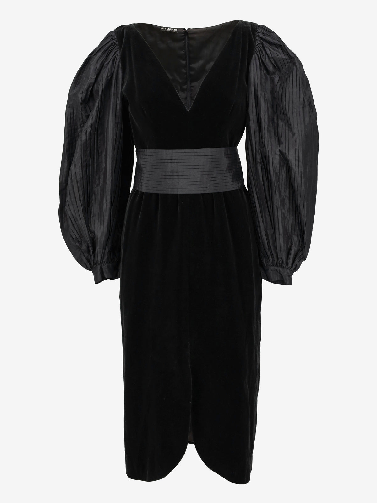 Guy Laroche Vintage Dress with Pleated Puff Sleeves and Matching Belt W191026.17  Guy Laroche 