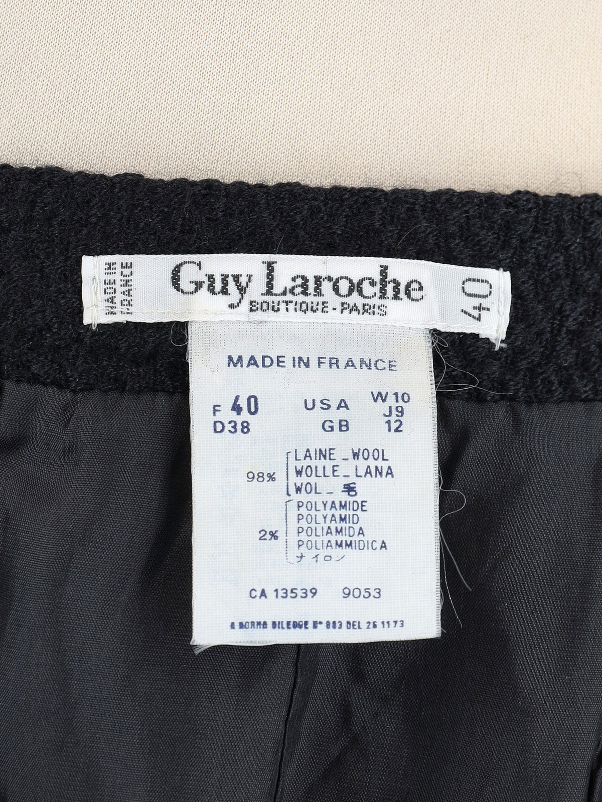 Guy Laroche Vintage Black Wool Skirt Suit W191026.9  Guy Laroche 