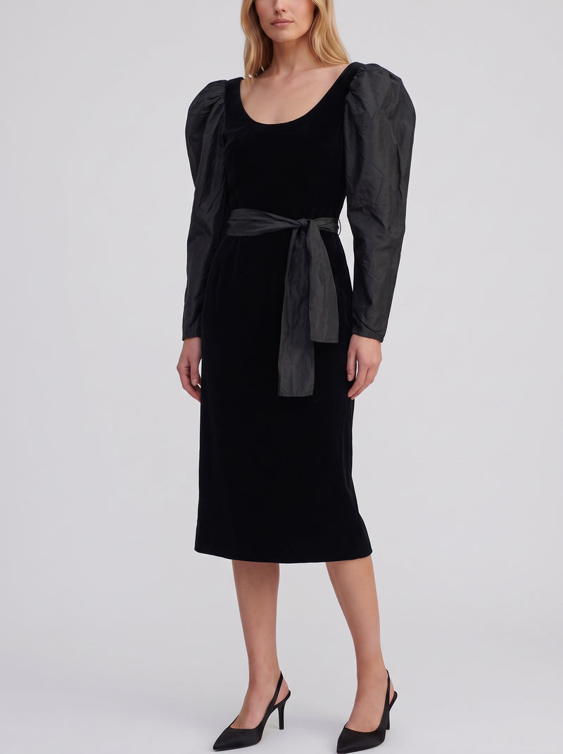 Guy Laroche Black Velvet-Effect Midi Dress W2926.4  Guy Laroche 