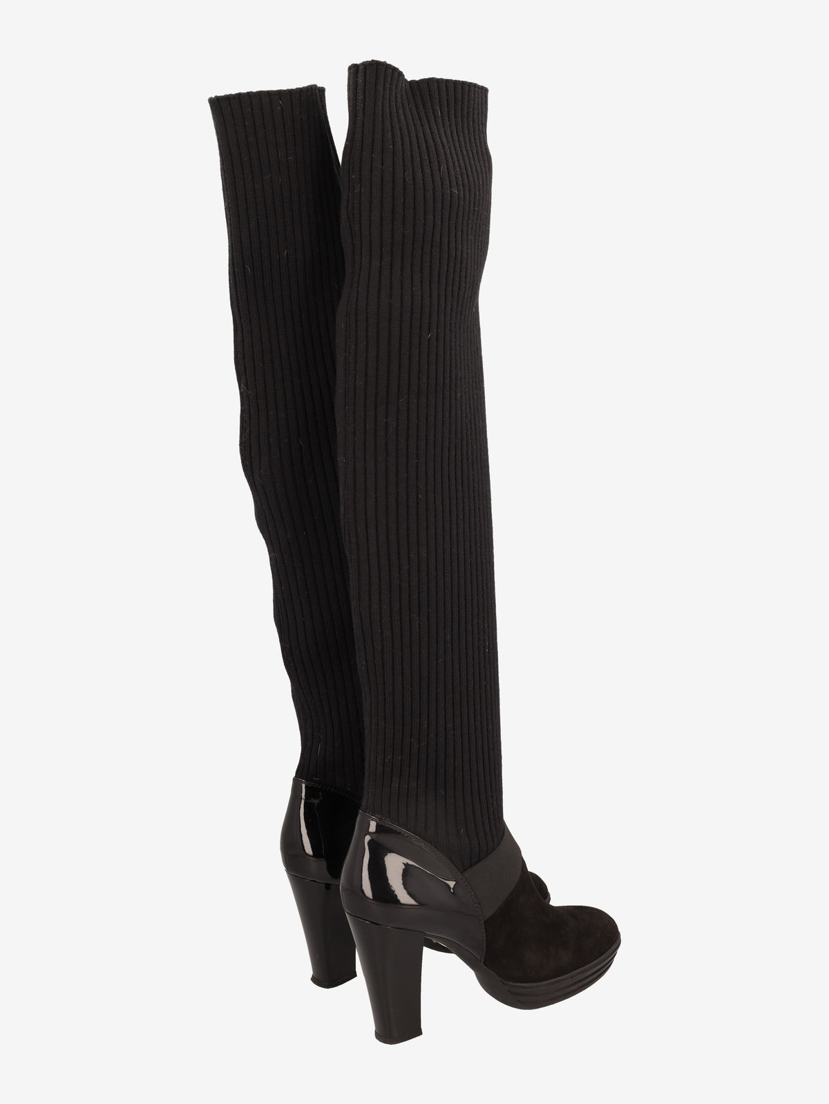 Hogan Knit & Leather High-Heel Boots W6826.8  Hogan 