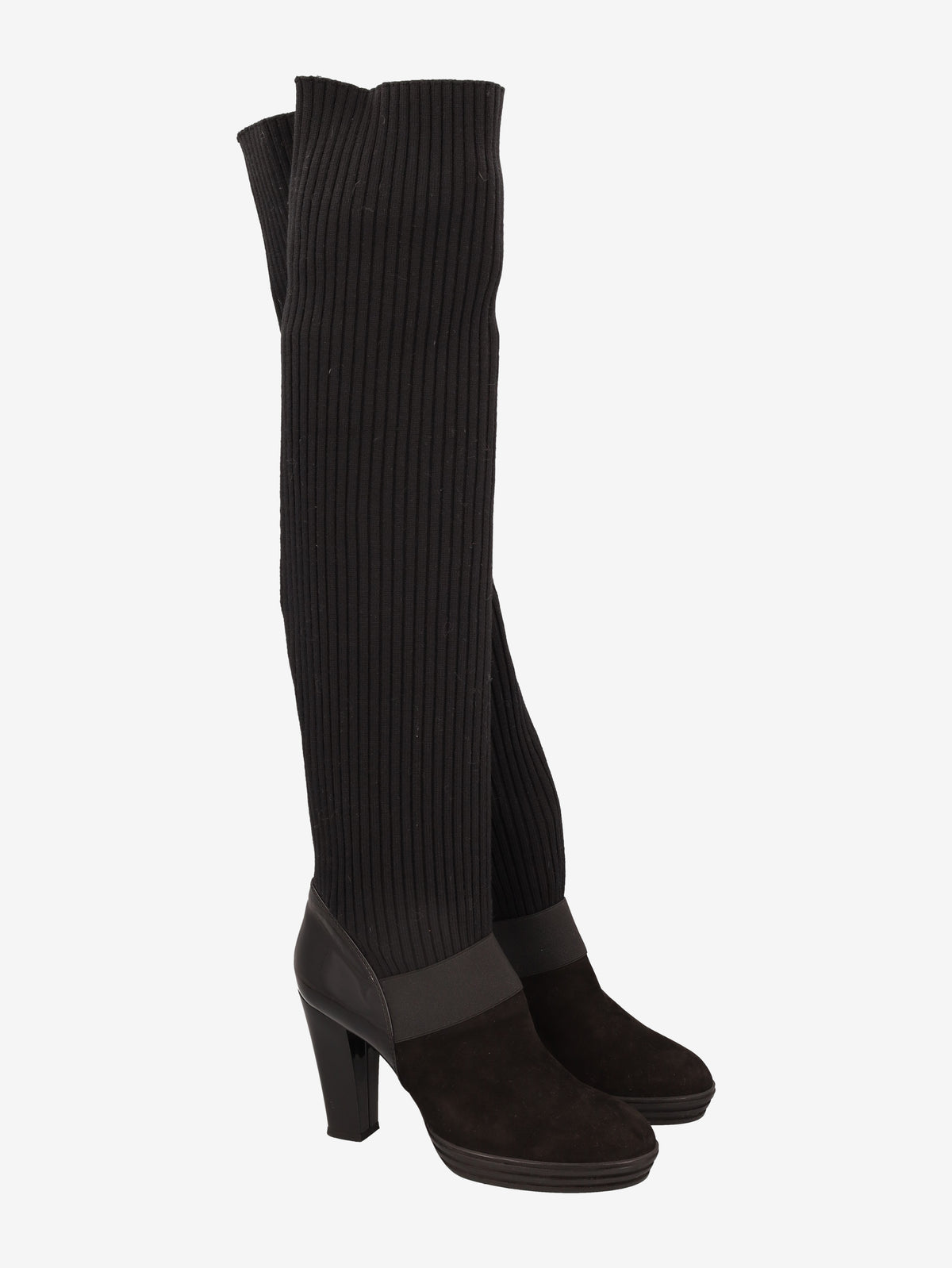 Hogan Knit & Leather High-Heel Boots W6826.8  Hogan 