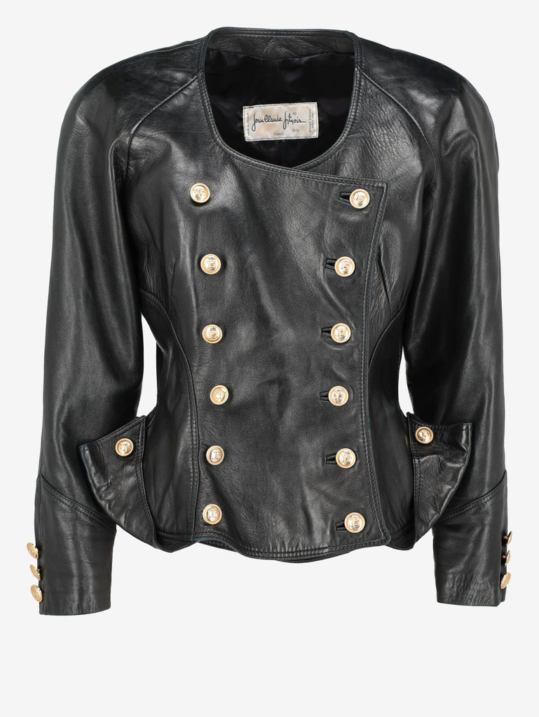 Vintage Double-Breasted Leather Jacket MR26526.5  Jean Claude Jitrois 
