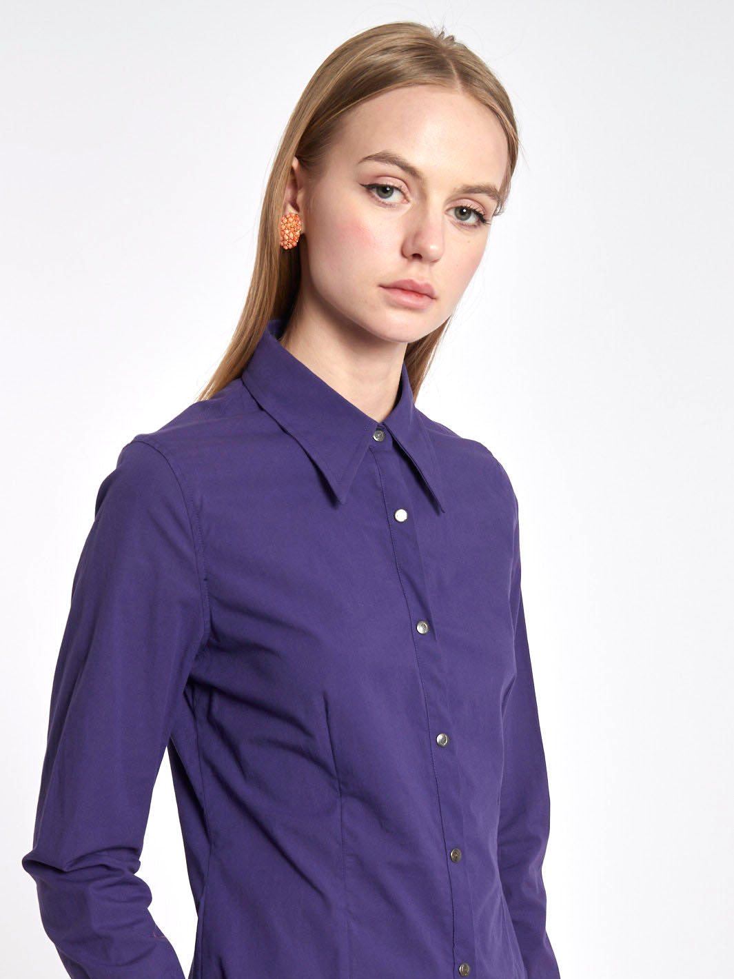 Blusa Just Cavalli Y2K in cotone viola con stampa sul retro