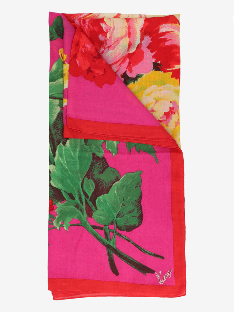 Kenzo Floral and Berry Print Silk Scarf W27526.62  Kenzo 