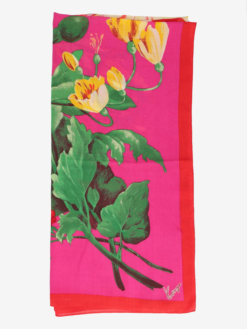 Kenzo Floral and Berry Print Silk Scarf W27526.62  Kenzo 