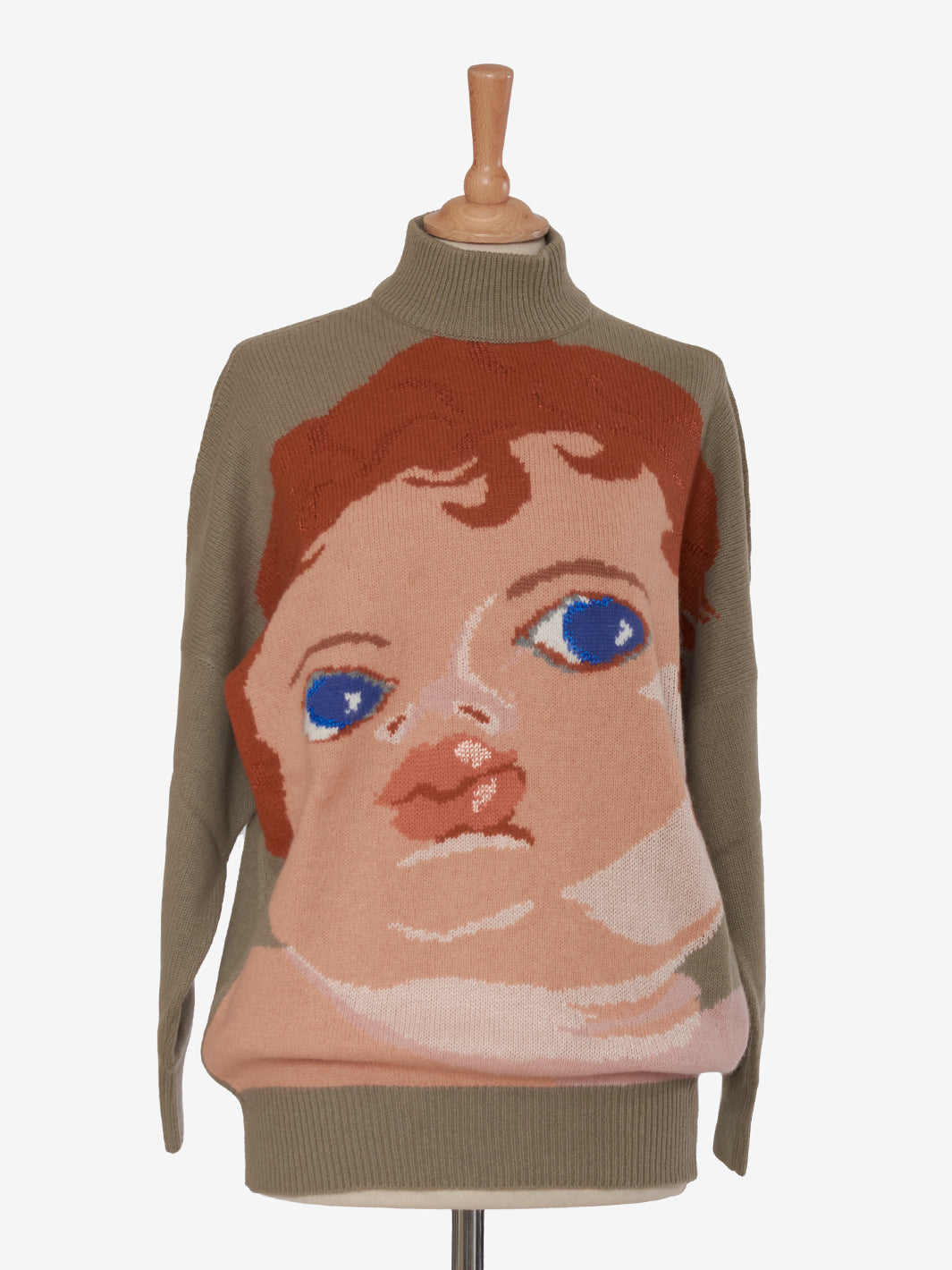 Krizia high neck sweater face embroidery
